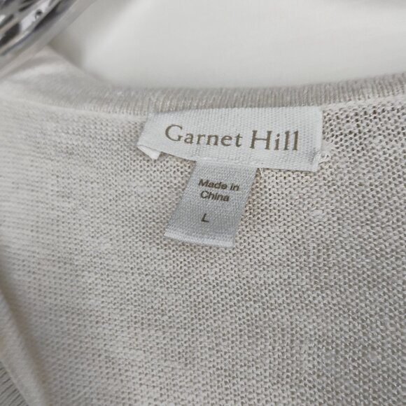Garnet Hill Sleeveless Sweater 100% Linen V Neck Polo Collar Blousy Preppy Tan L - Picture 6 of 10